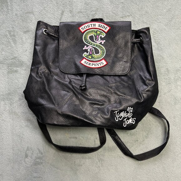 Hot Topic Riverdale Southside Serpents Jughead Black Backpack Snake School Bag - Picture 1 of 8